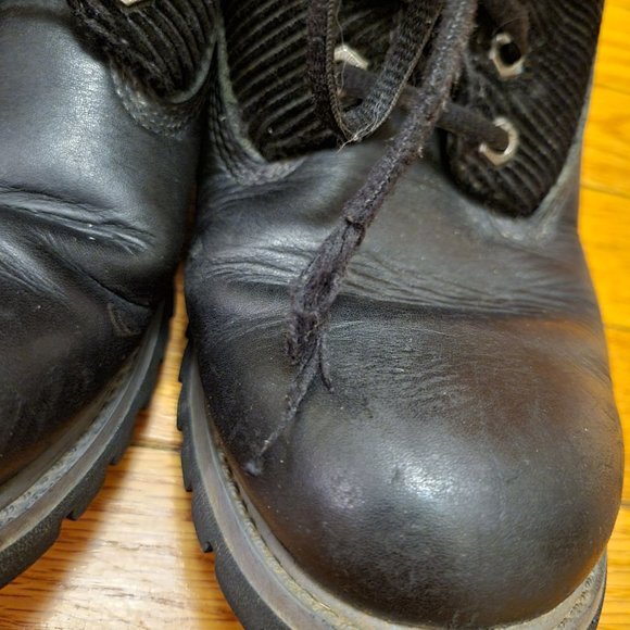 Timberland 8M Black‎ Leather Lace Up Ankle Boots Waterproof Foldover Corduroy - Picture 11 of 11